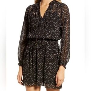 Socialite Black With Brown & Cream Polka‎ Dots Mini Dress Large